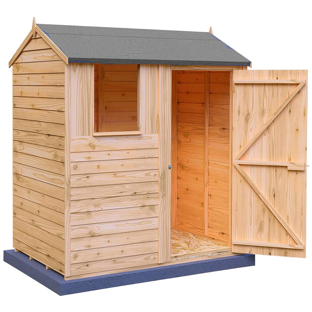 Shire Overlap 6x4ft Single Door Reverse Apex Wooden Shed - JJ Building Materials