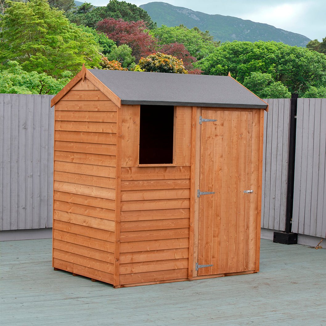 Shire Overlap 6x4ft Single Door Reverse Apex Wooden Shed - JJ Building Materials