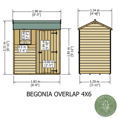 Shire Overlap 6x4ft Single Door Reverse Apex Wooden Shed - JJ Building Materials