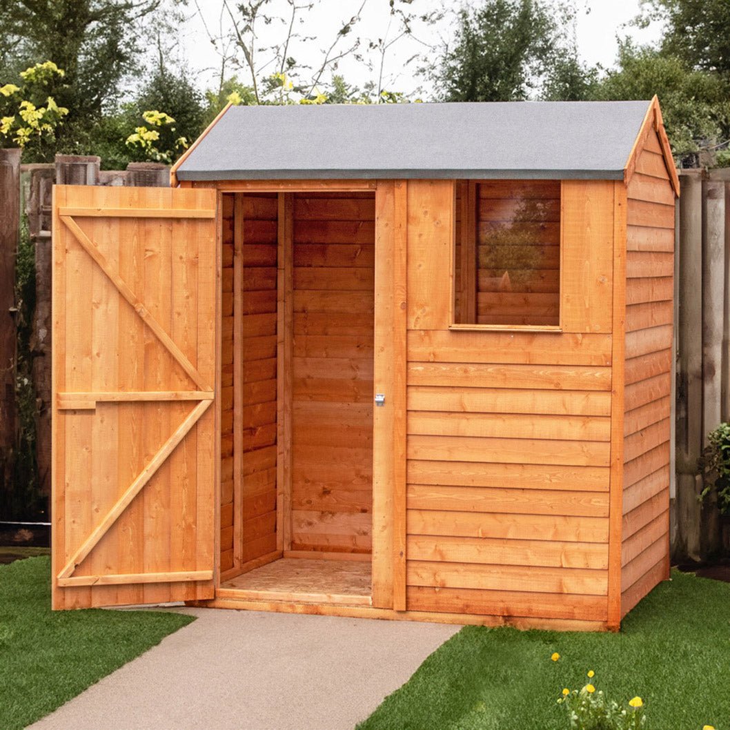 Shire Overlap 6x4ft Single Door Reverse Apex Wooden Shed - JJ Building Materials