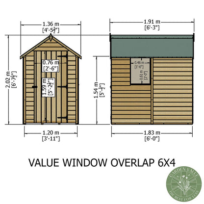 Shire Overlap 6x4ft Single Door Value Wooden Shed - JJ Building Materials