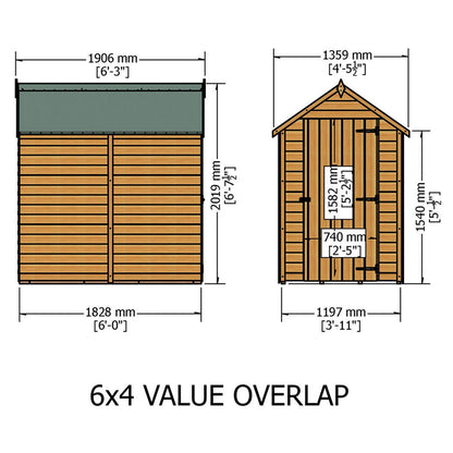 Shire Overlap 6x4ft Single Door Value Wooden Shed - JJ Building Materials