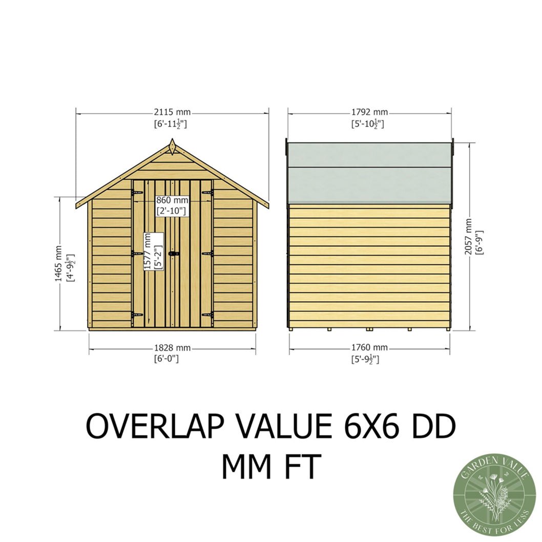 Shire Overlap 6x6ft Double Door Value Wooden Shed - JJ Building Materials