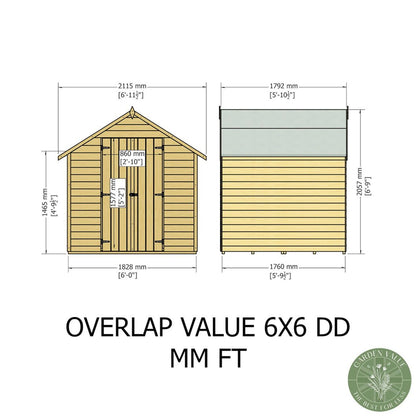 Shire Overlap 6x6ft Double Door Value Wooden Shed - JJ Building Materials