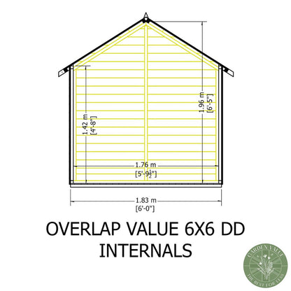 Shire Overlap 6x6ft Double Door Value Wooden Shed - JJ Building Materials