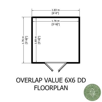 Shire Overlap 6x6ft Double Door Value Wooden Shed - JJ Building Materials
