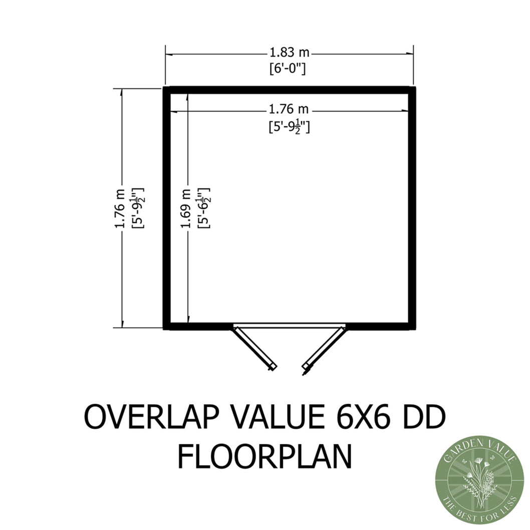 Shire Overlap 6x6ft Double Door Value Wooden Shed - JJ Building Materials