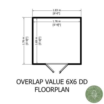 Shire Overlap 6x6ft Double Door Value Wooden Shed - JJ Building Materials