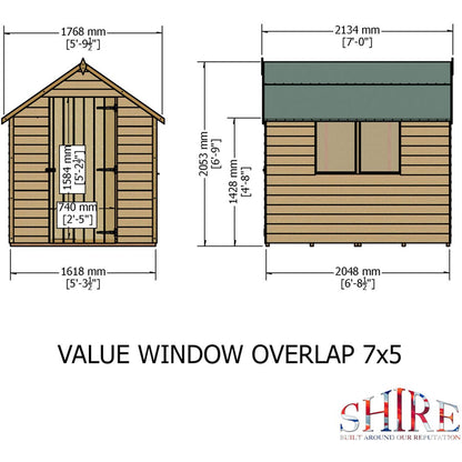 Shire Overlap 7x5ft Single Door Value Wooden Shed - JJ Building Materials