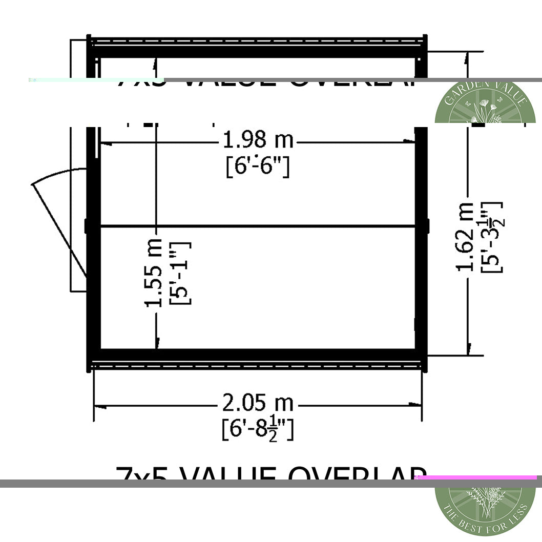 Shire Overlap 7x5ft Single Door Value Wooden Shed - JJ Building Materials