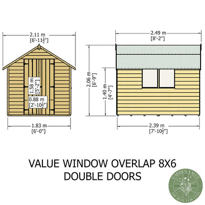 Shire Overlap 8x6ft Double Door Value Wooden Shed - JJ Building Materials