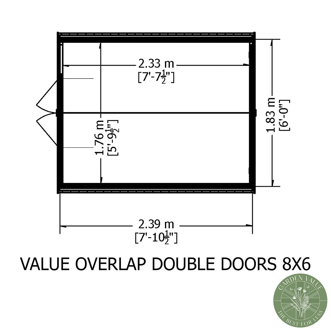 Shire Overlap 8x6ft Double Door Value Wooden Shed - JJ Building Materials