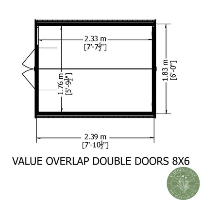 Shire Overlap 8x6ft Double Door Value Wooden Shed - JJ Building Materials