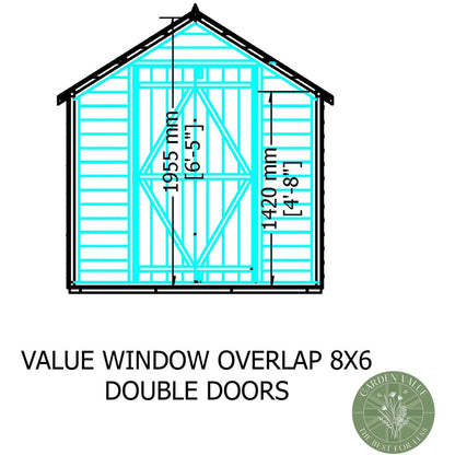 Shire Overlap 8x6ft Double Door Value Wooden Shed - JJ Building Materials