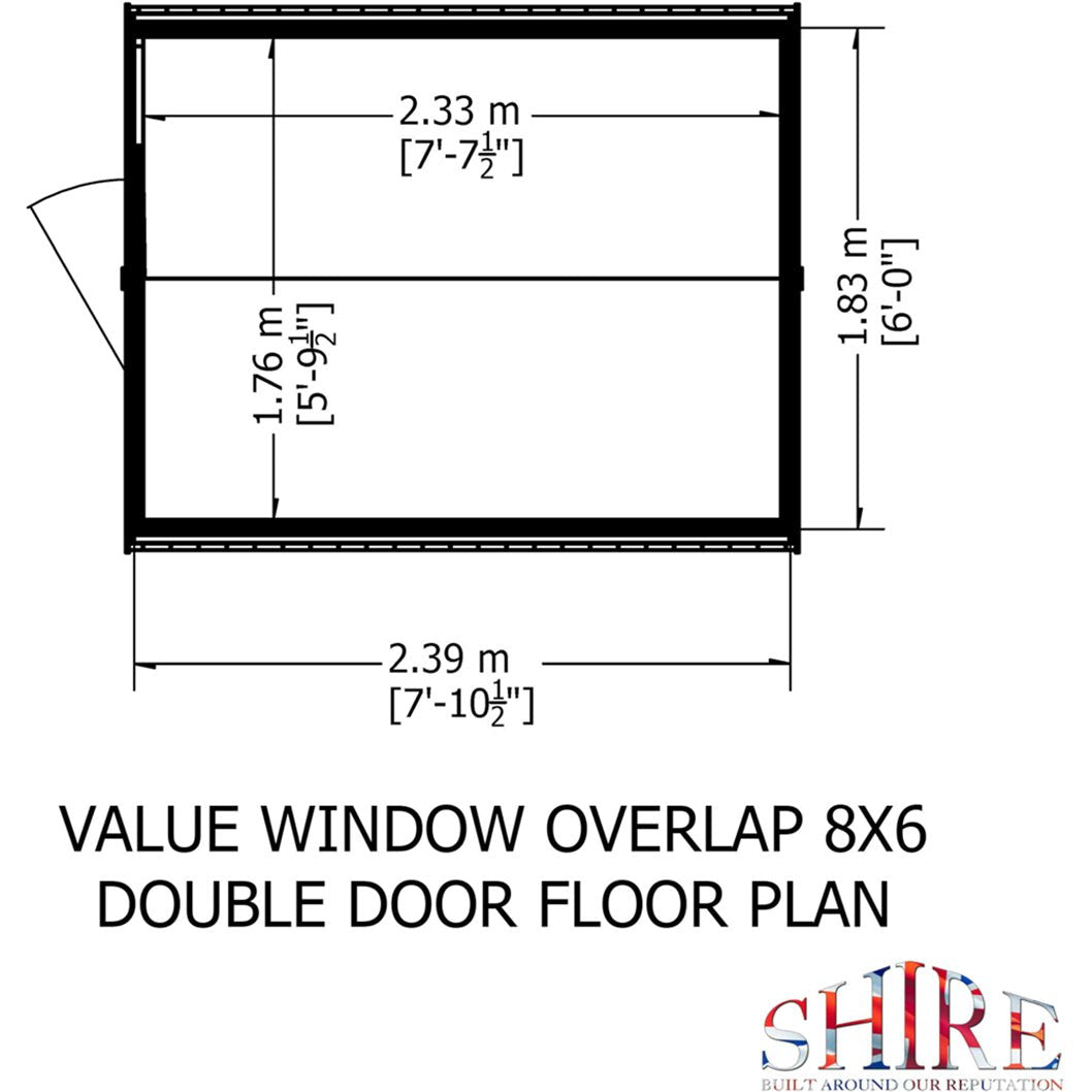 Shire Overlap 8x6ft Double Door Value Wooden Shed - JJ Building Materials
