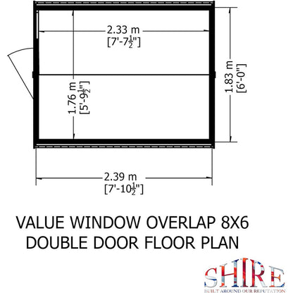 Shire Overlap 8x6ft Double Door Value Wooden Shed - JJ Building Materials
