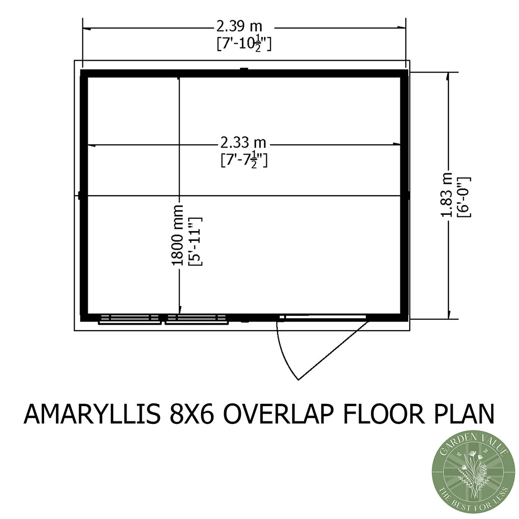Shire Overlap 8x6ft Single Door Reverse Apex Amaryllis Wooden Shed - JJ Building Materials