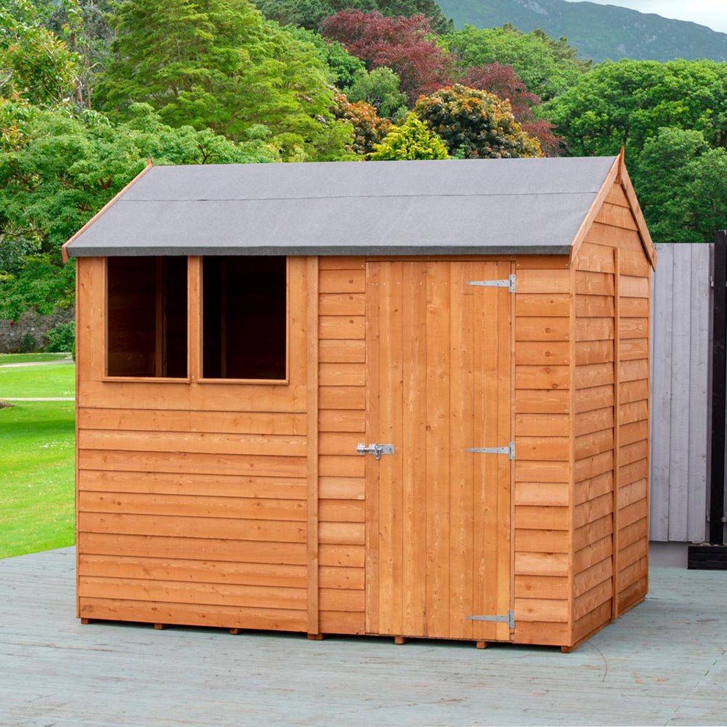 Shire Overlap 8x6ft Single Door Reverse Apex Amaryllis Wooden Shed - JJ Building Materials