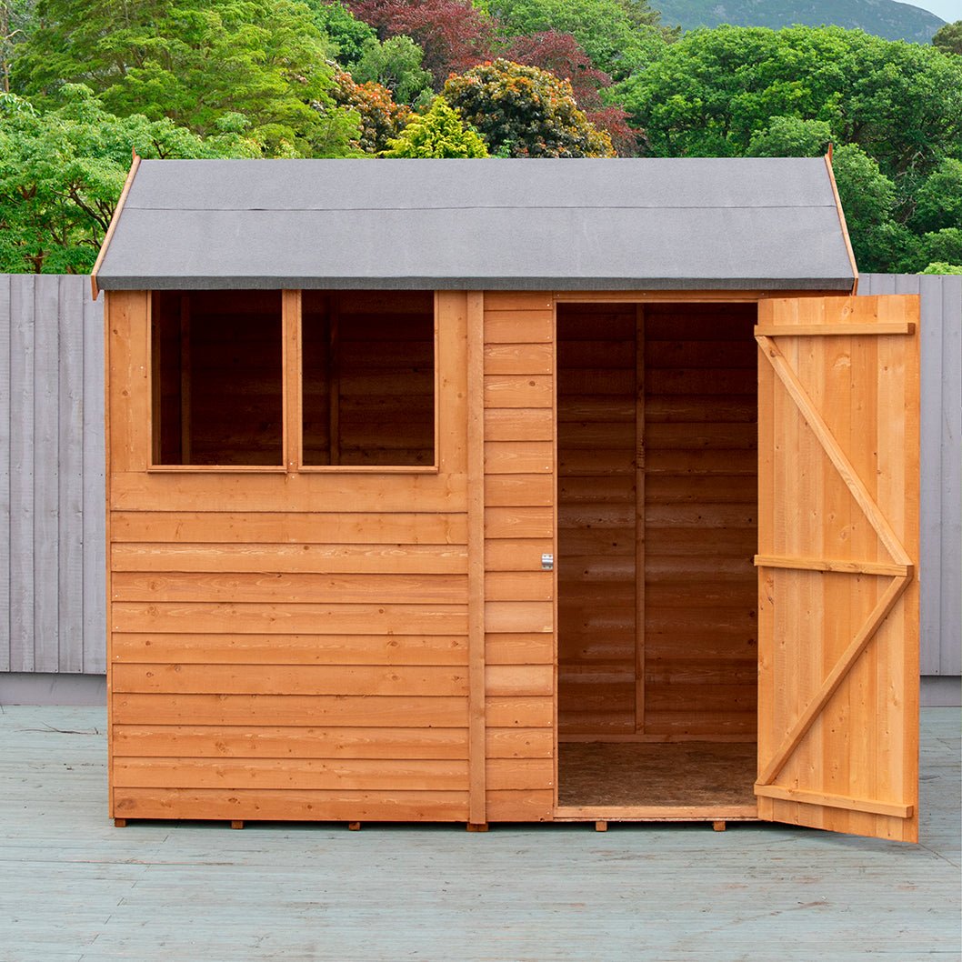 Shire Overlap 8x6ft Single Door Reverse Apex Amaryllis Wooden Shed - JJ Building Materials