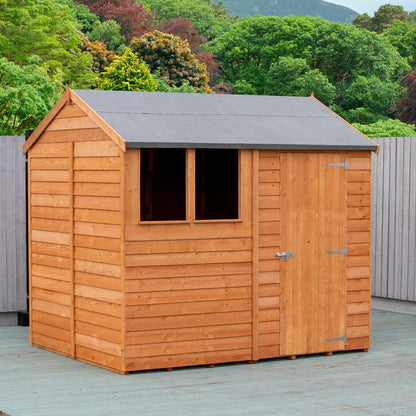 Shire Overlap 8x6ft Single Door Reverse Apex Amaryllis Wooden Shed - JJ Building Materials