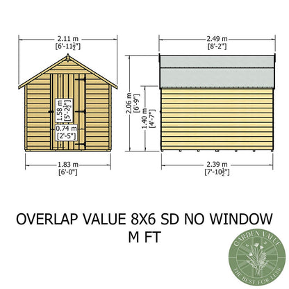 Shire Overlap 8x6ft Single Door Value Wooden Shed - JJ Building Materials