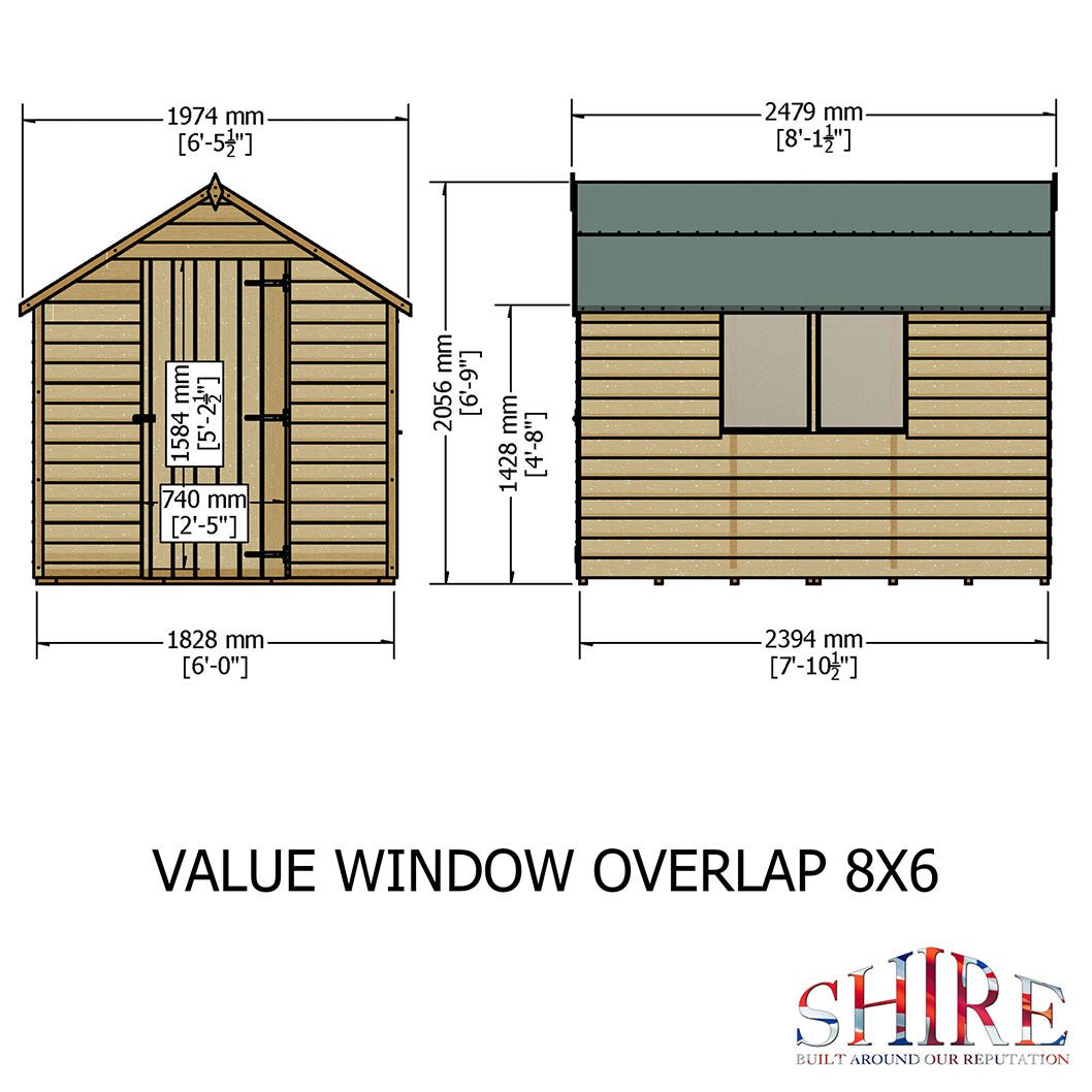 Shire Overlap 8x6ft Single Door Value Wooden Shed - JJ Building Materials