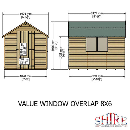 Shire Overlap 8x6ft Single Door Value Wooden Shed - JJ Building Materials