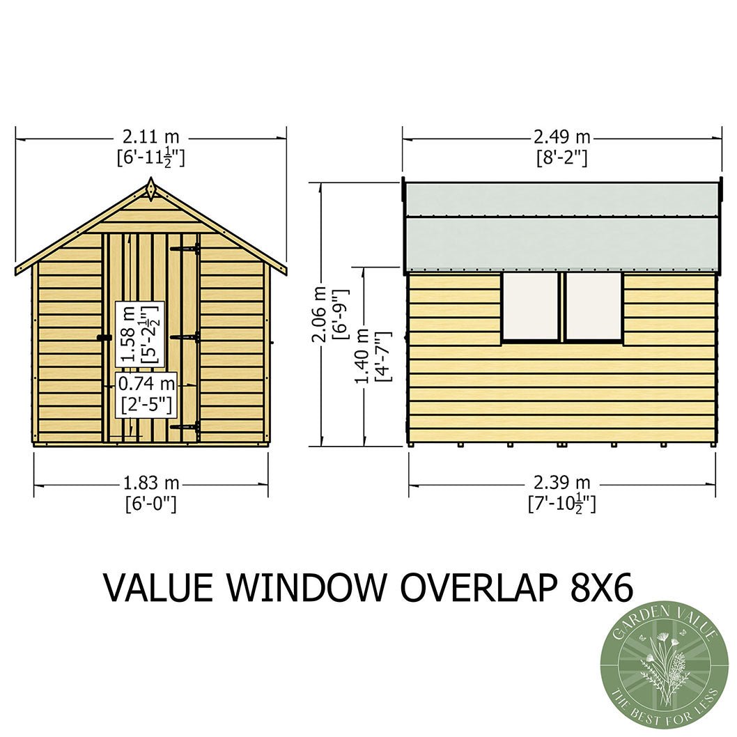 Shire Overlap 8x6ft Single Door Value Wooden Shed - JJ Building Materials