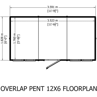 Shire Overlap Pent Single Door 12x6ft No windows Wooden Shed - JJ Building Materials