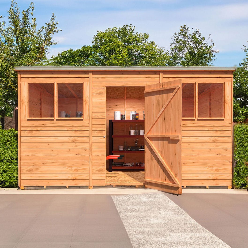 Shire Overlap Pent Single Door 12x6ft No windows Wooden Shed - JJ Building Materials