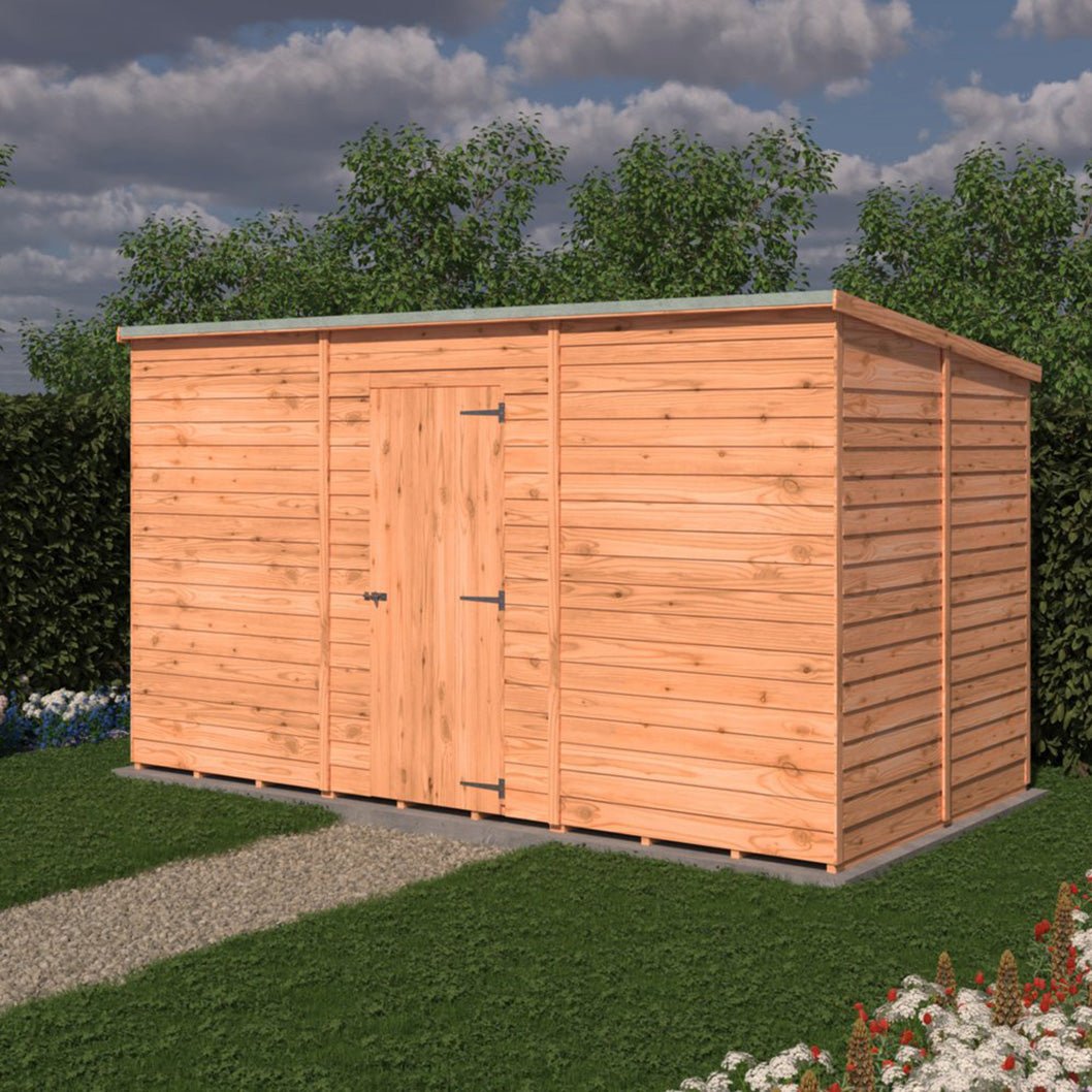 Shire Overlap Pent Single Door 12x6ft No windows Wooden Shed - JJ Building Materials