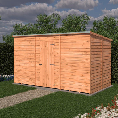 Shire Overlap Pent Single Door 12x6ft No windows Wooden Shed - JJ Building Materials