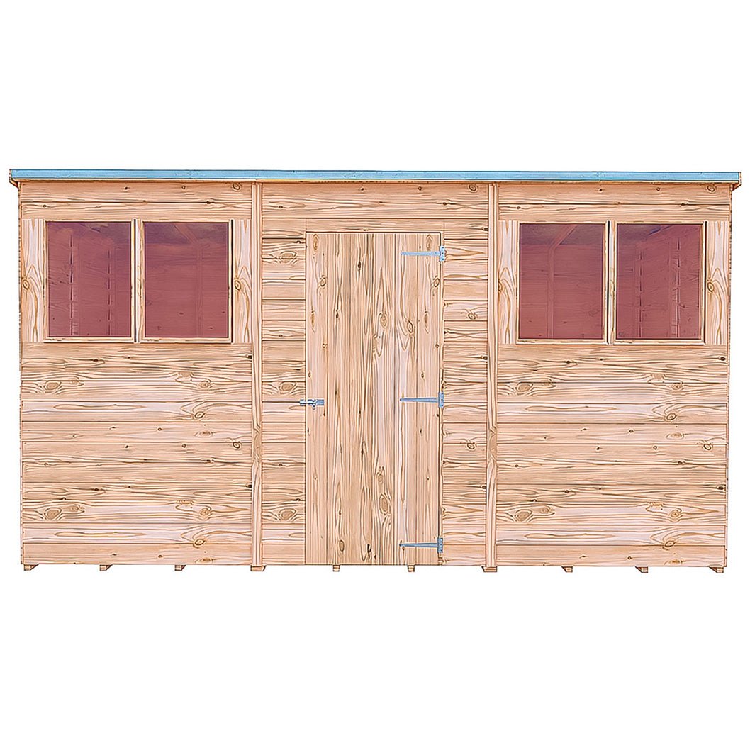 Shire Overlap Pent Single Door 12x6ft No windows Wooden Shed - JJ Building Materials
