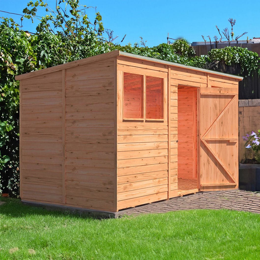 Shire Overlap Pent Single Door 12x6ft No windows Wooden Shed - JJ Building Materials