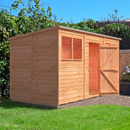 Shire Overlap Pent Single Door 12x6ft No windows Wooden Shed - JJ Building Materials