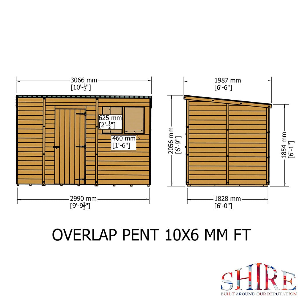 Shire Overlap Pent Single Door Value Pent Wooden Shed - JJ Building Materials