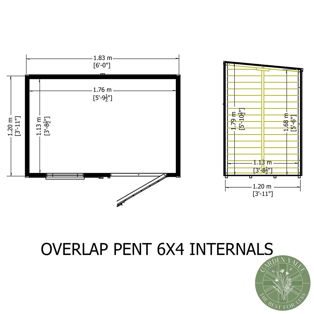 Shire Overlap Pent Single Door Value Pent Wooden Shed - JJ Building Materials