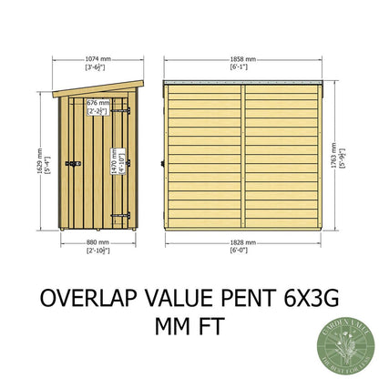 Shire Overlap Pent Single Door Value Pent Wooden Shed - JJ Building Materials
