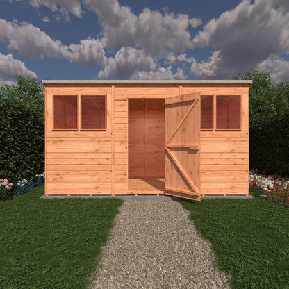 Shire Overlap Pent Single Door Value Pent Wooden Shed - JJ Building Materials