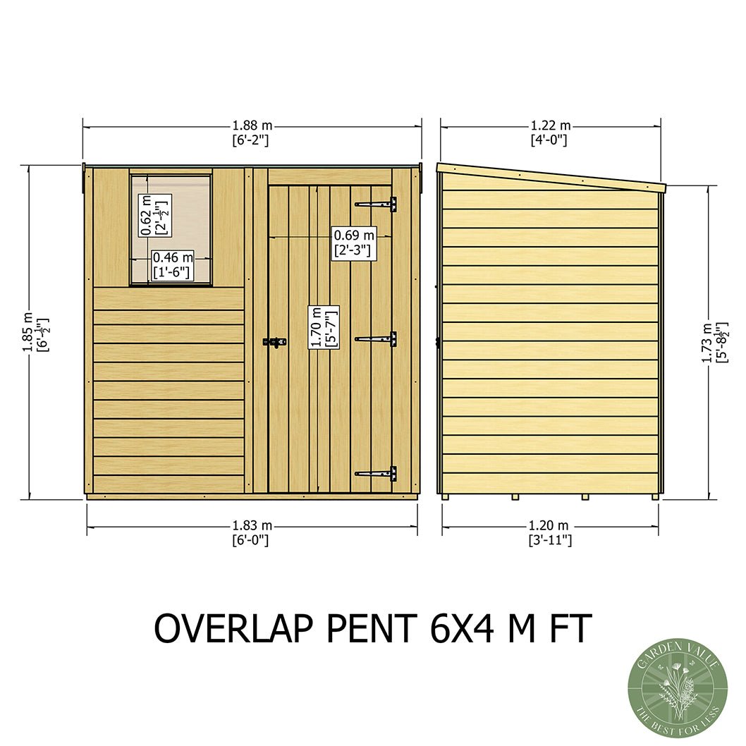 Shire Overlap Pent Single Door Value Pent Wooden Shed - JJ Building Materials