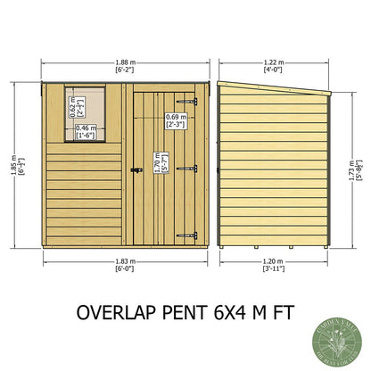 Shire Overlap Pent Single Door Value Pent Wooden Shed - JJ Building Materials