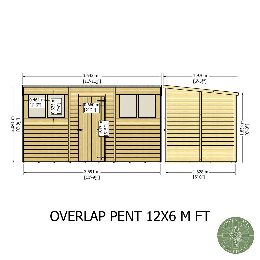 Shire Overlap Pent Single Door Value Pent Wooden Shed - JJ Building Materials