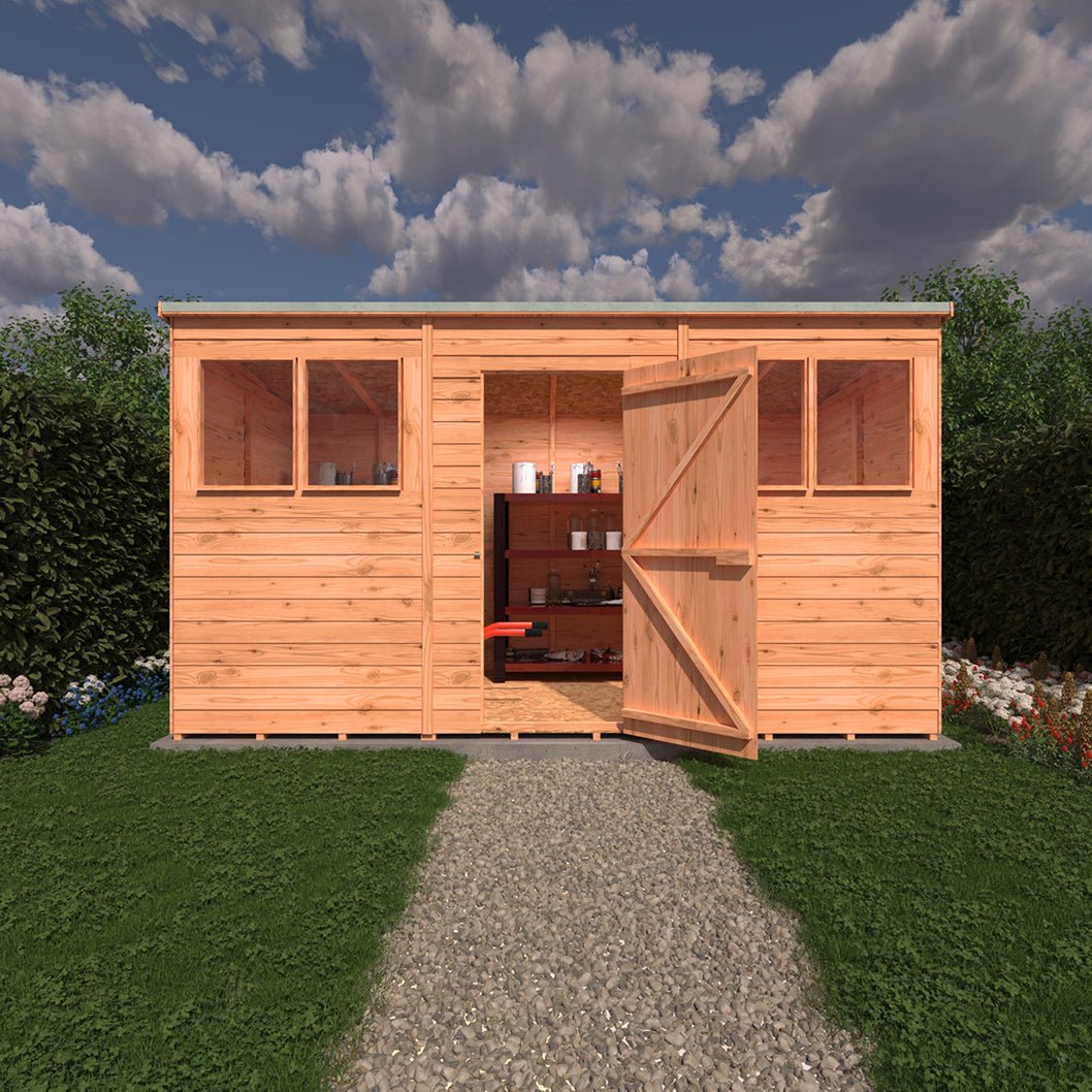 Shire Overlap Pent Single Door Value Pent Wooden Shed - JJ Building Materials