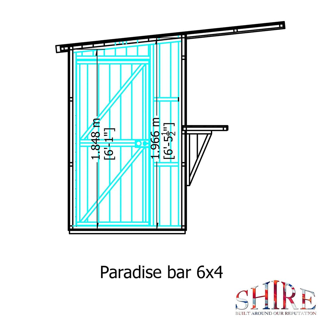 Shire Paradise Pent Roof Outdoor Bar 6x4ft - JJ Building Materials