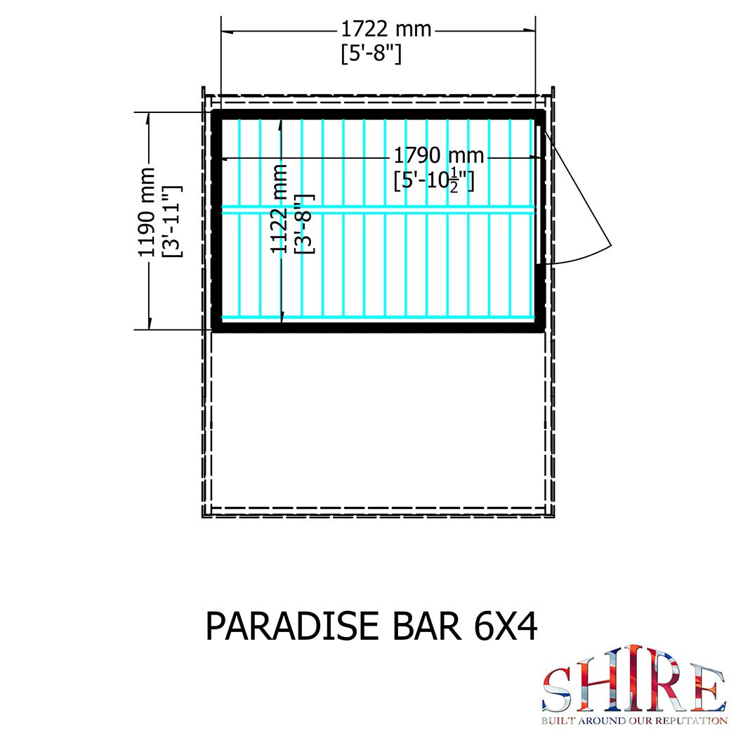 Shire Paradise Pent Roof Outdoor Bar 6x4ft - JJ Building Materials