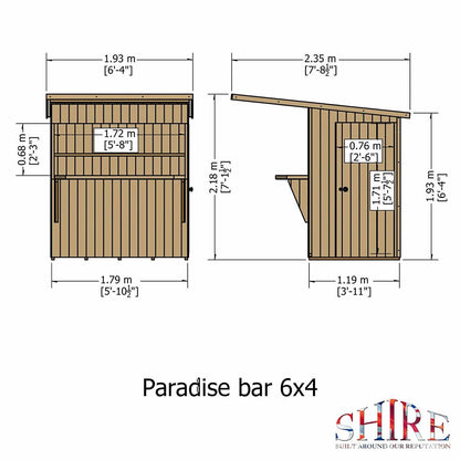 Shire Paradise Pent Roof Outdoor Bar 6x4ft - JJ Building Materials