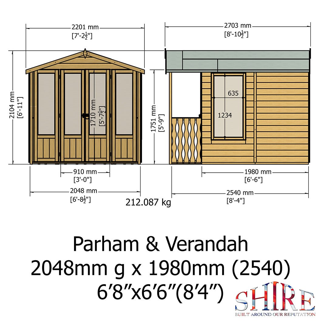 Shire Parham 7x7ft Double Door T&G Wooden Summerhouse - JJ Building Materials