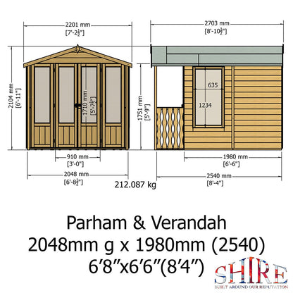 Shire Parham 7x7ft Double Door T&G Wooden Summerhouse - JJ Building Materials