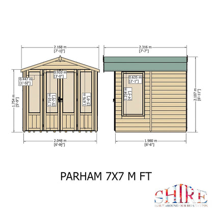 Shire Parham 7x7ft Double Door T&G Wooden Summerhouse - JJ Building Materials