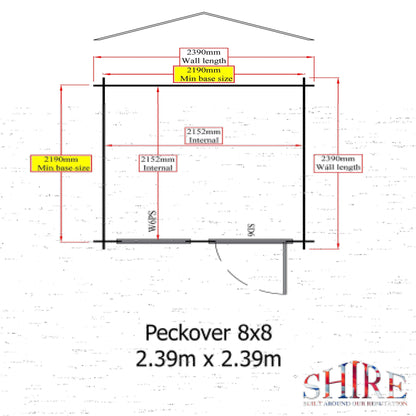 Shire Peckover Log Cabin 8x8ft With 19mm Log Thickness - JJ Building Materials